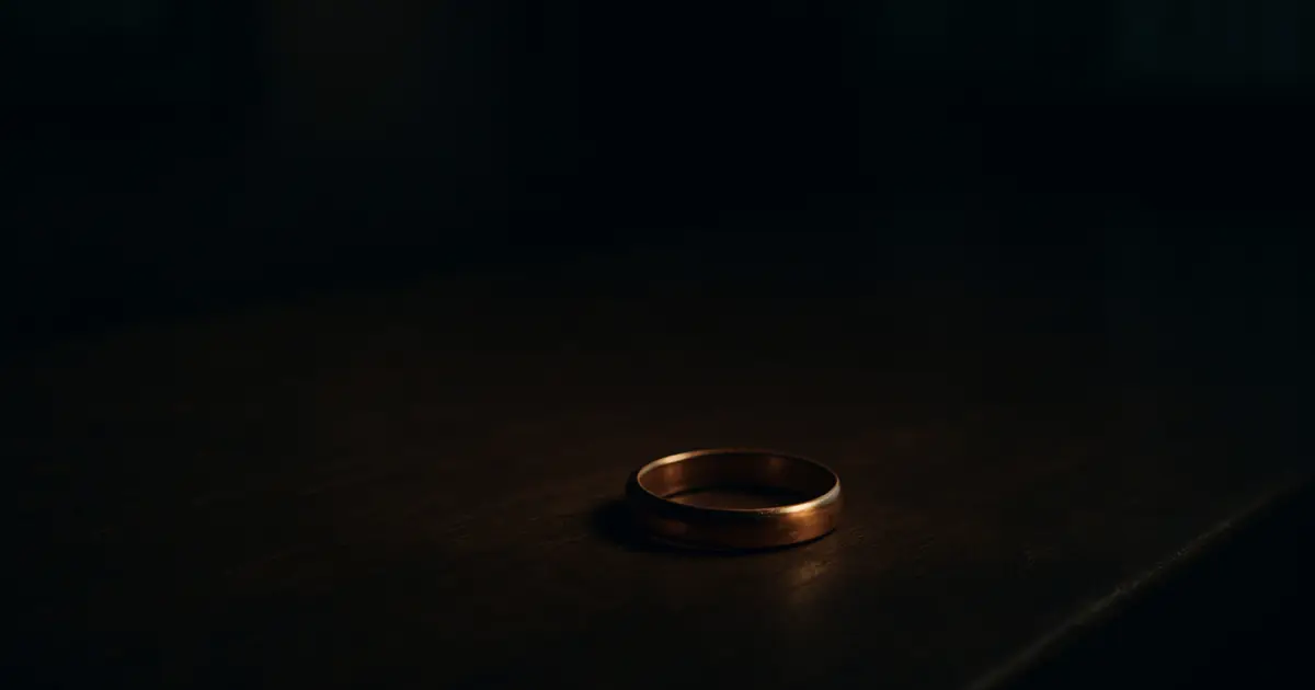 机の上の結婚指輪